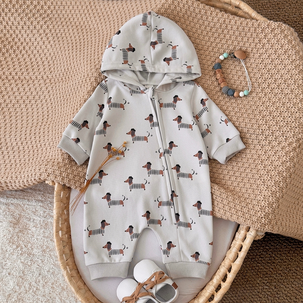 Autumn New Puppy Print Hooded  - Baby Clothing Zip review and price