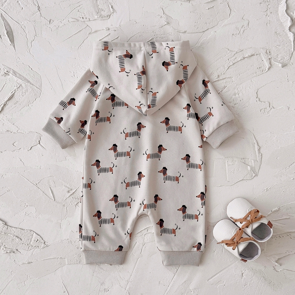 Autumn New Puppy Print Hooded  - Baby Clothing Zip review and price