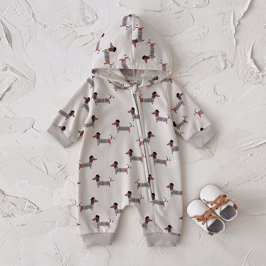 Autumn New Puppy Print Hooded  - Baby Clothing Zip review and price