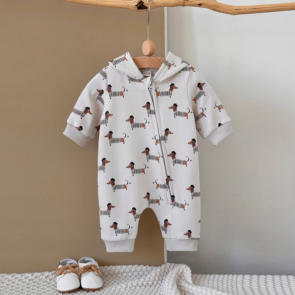 Autumn New Puppy Print Hooded  - Baby Clothing Zip review and price