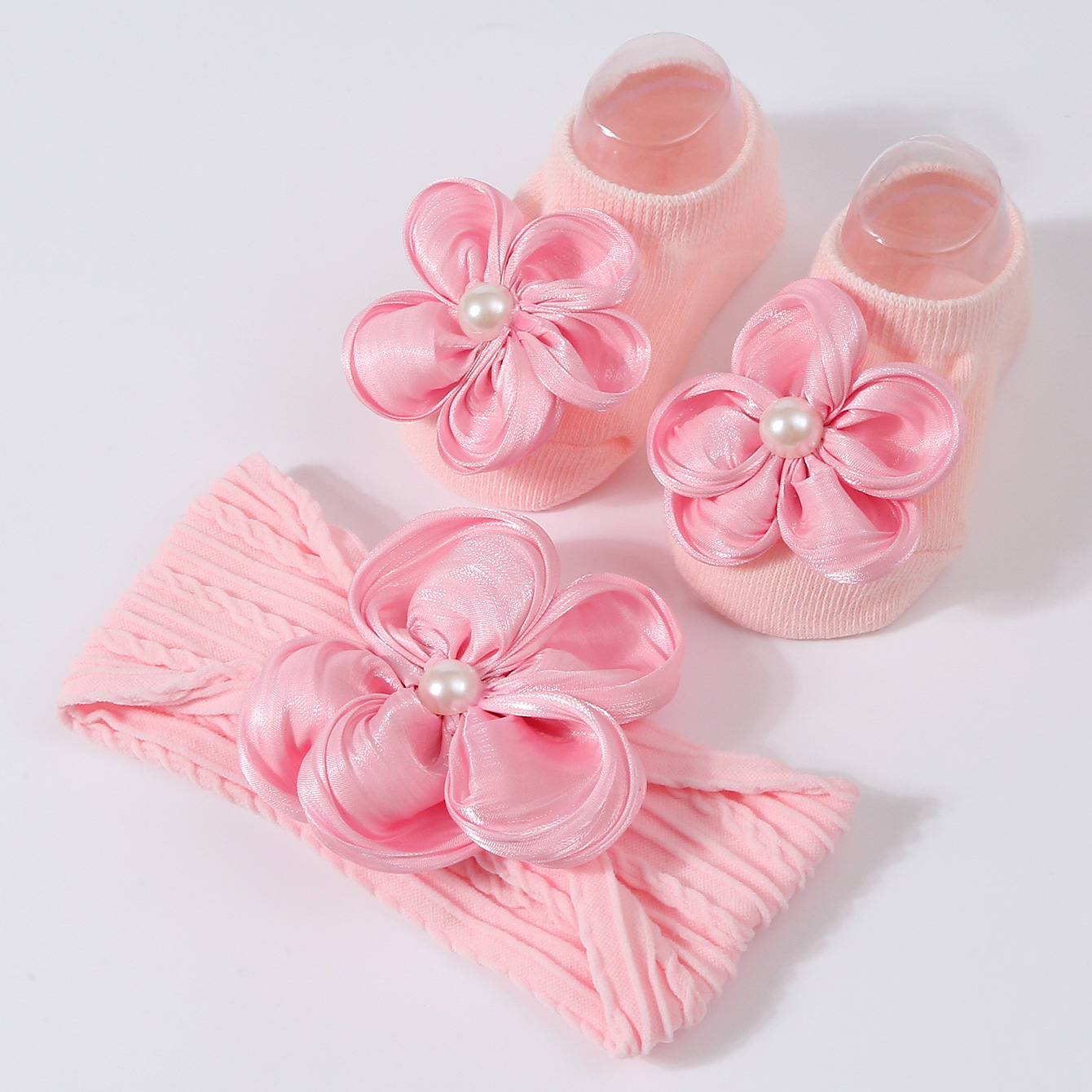 2Pcs Flower Pearl Baby Headban - Toddler Sock Set review and price